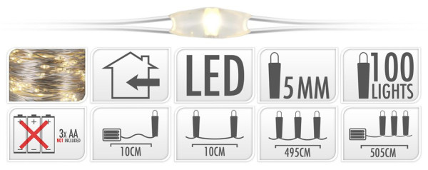 Lichterkette DRAHT 100 LED