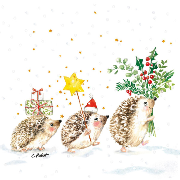 Servietten Christmas Hedgehogs