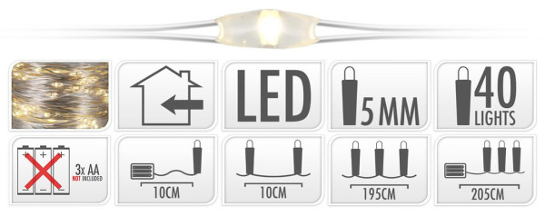 Lichterkette DRAHT 40 LED